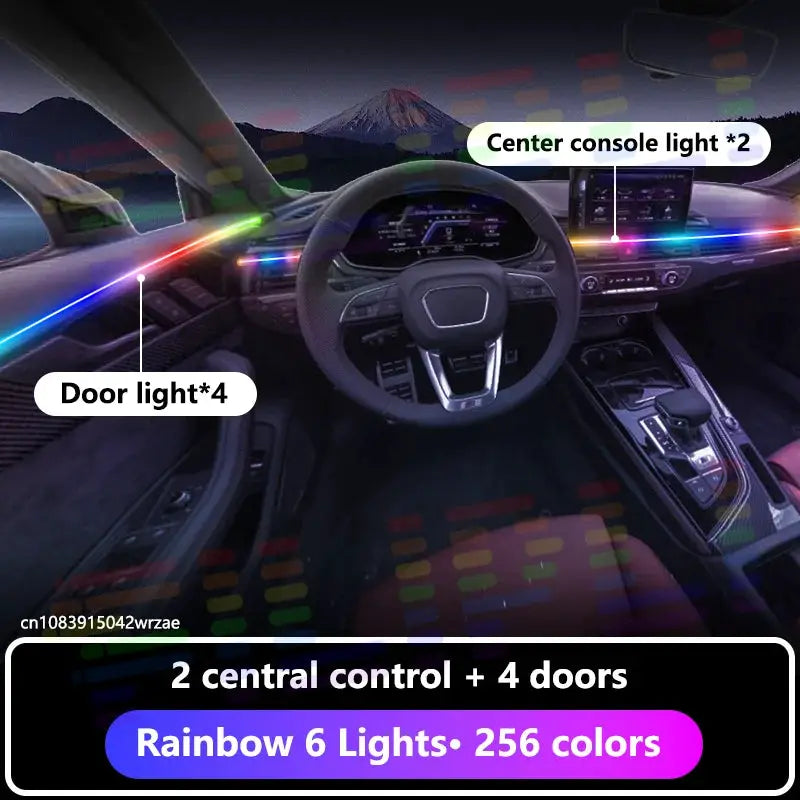 For Fiat Panda 2004~2012 169 MK2 2th Gingo Classic RGB Car Interior Ambient Lights Strips Breathing Lighting Kit App Control LED by InterCyprus Trading Ltd