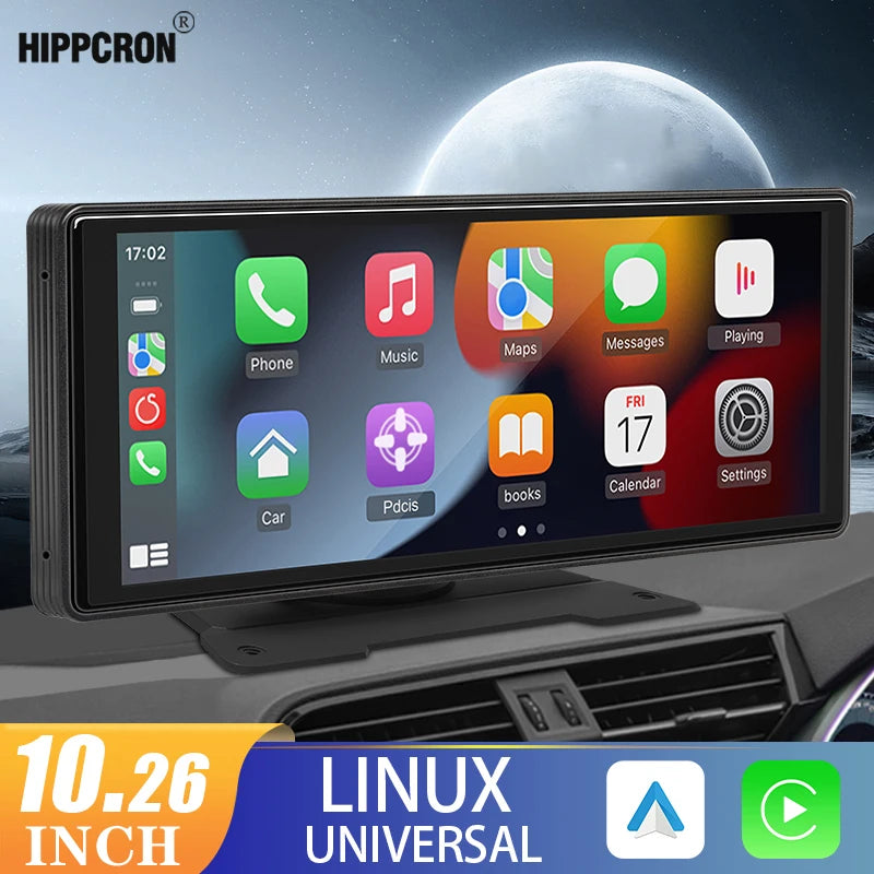 Hippcron 10.26 Inch CarPlay Android Auto Car Radio &ndash; IPS Touch Screen Multimedia Player