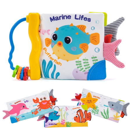 Soft Baby Cloth Book &ndash; Engaging Sensory Learning Toy Pufferfish