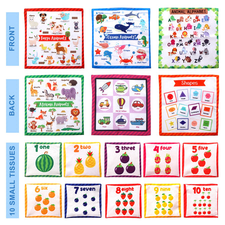 Sensory Montessori Baby Tissue Box Toy 0-18M - Colorful Soft Tissue Pump with Silk Scarves for Toddler Development and Finger Exercise