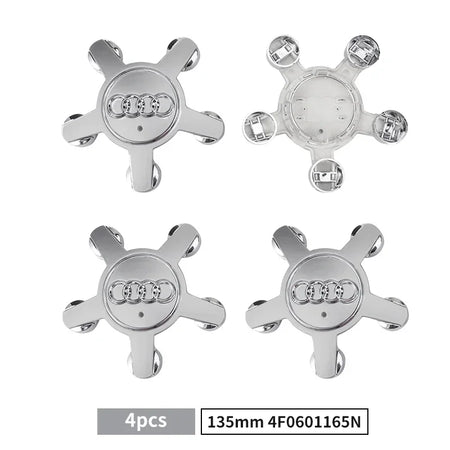 4PCS 135mm Audi Wheel Center Hub Caps Badges 8R0601165 4F0601165N for A1 A3 A4 A5 A6 A7 Q3 Q5 Q7 TT B5 B6 B7 8P 8V 4F0601165N Grey