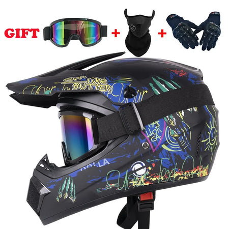 Premium Full Face Off-Road Motorcycle Helmet with 3 Free Gifts