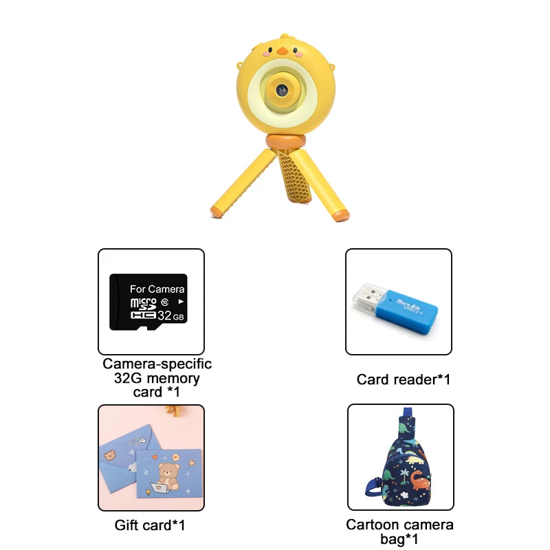 Toy Digital Video Camera For Children - Fun Kids Camera Yellow-with Bag