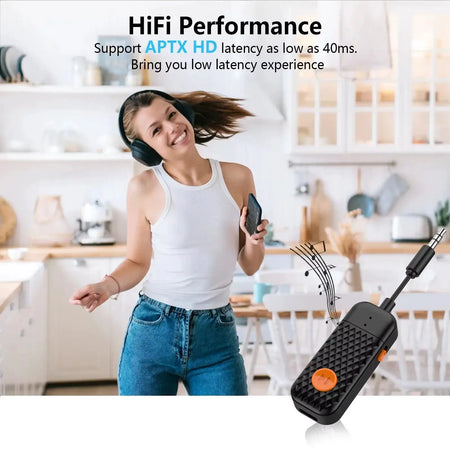 KEBIDUMEI Bluetooth 5.4 AUX Receiver Transmitter 3.5MM With Mic HiFi Stereo Music Wireless Audio Adapter For TV PC Airplane Car by InterCyprus Trading Ltd
