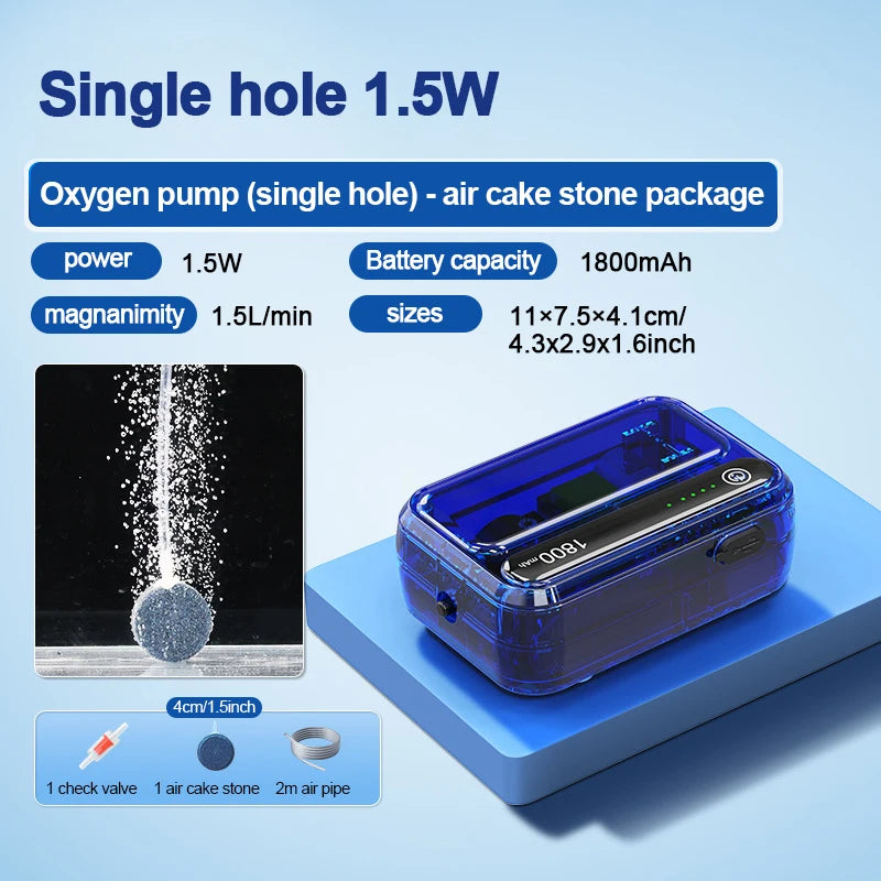 4800mAh Aquarium Oxygen Pump USB Charger &ndash; Ultra Portable 1.5W gas cake stone