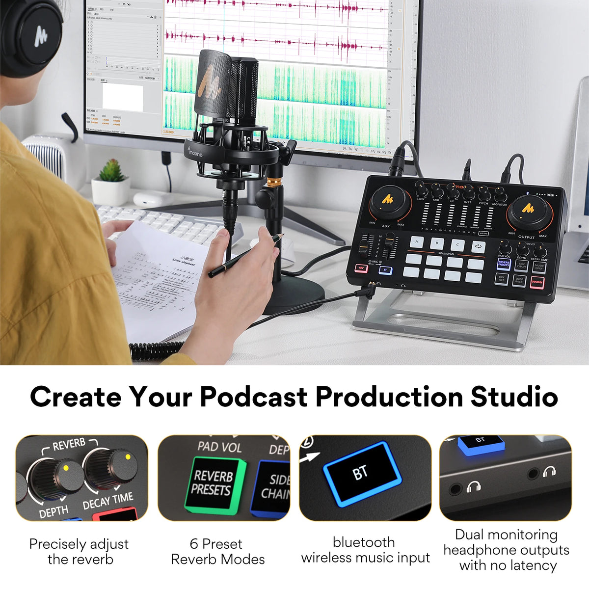 Maono AME2 &ndash; All-In-One Portable Podcast Studio Pro