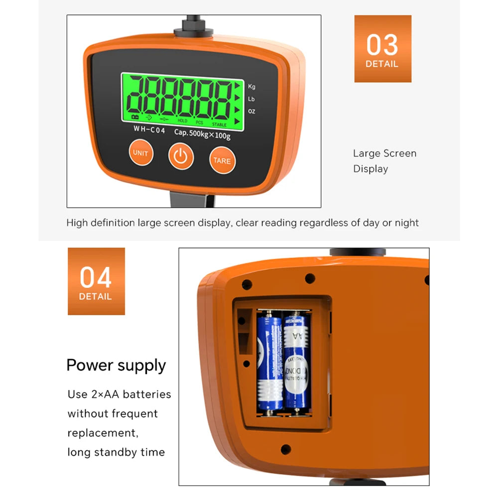 Heavy Duty Crane Scale 300Kg 500Kg WH-C04 &ndash; LCD Display