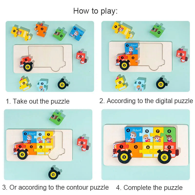 Wooden 3D Dinosaur Puzzle for Toddlers - Educational Jigsaw Toy for Early Learning and Color Sorting