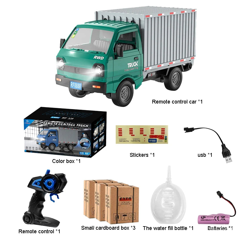 1:16 KF21 Scale RC Cars Cargo Truck &ndash; Spray Lights Drift Function KF21-Green-1