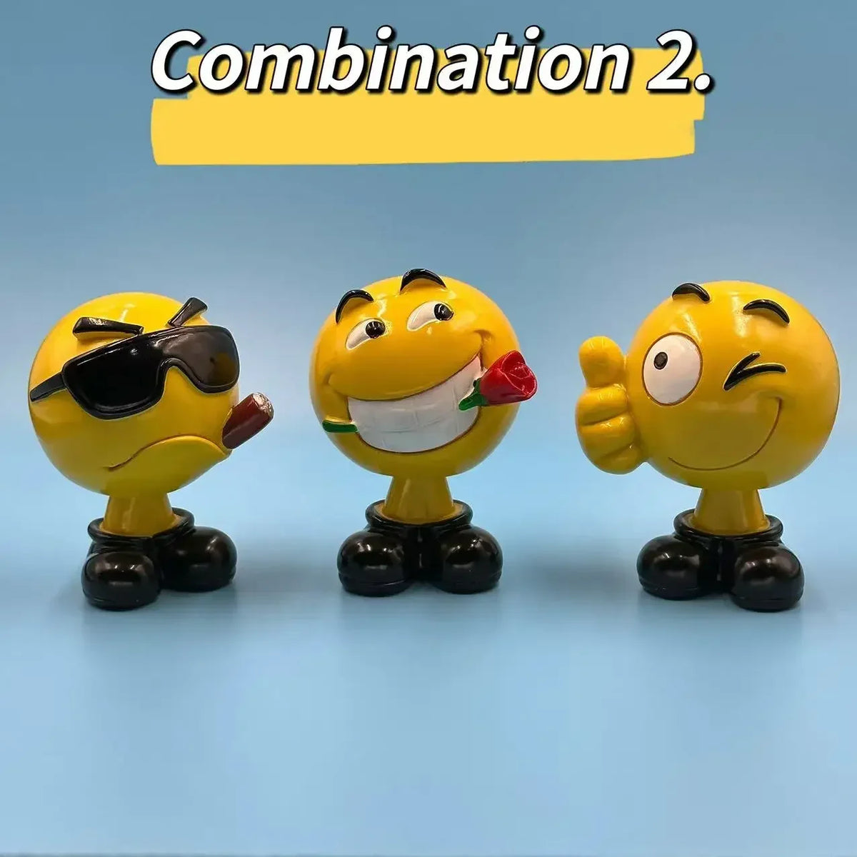 Funny Cartoon Car Bobblehead Pendants - 3PCS Resin Shaking Head Accessories for Interior D&eacute;cor Combination 2