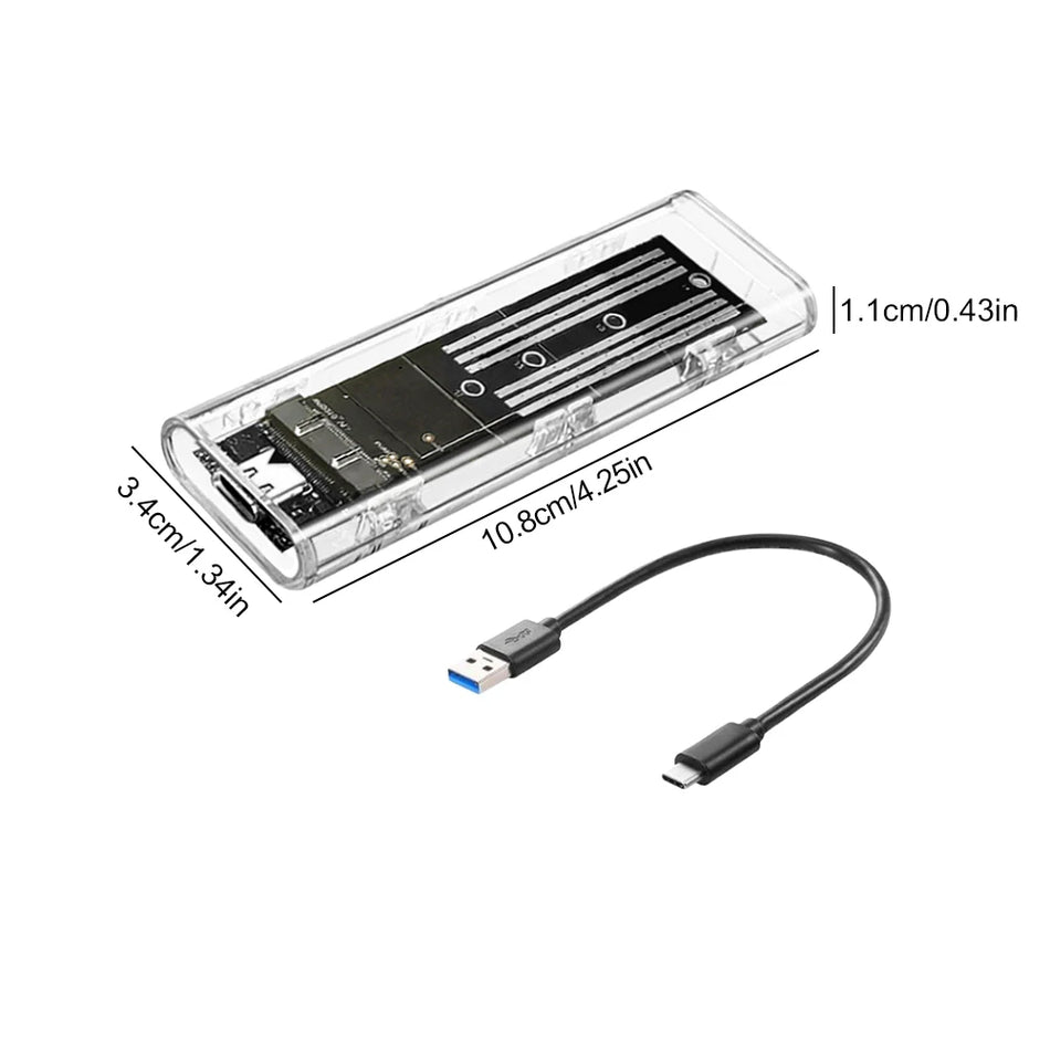 Şeffaf M2 NGFF SATA SSD Kılıfı USB Type C 10Gbps 2230