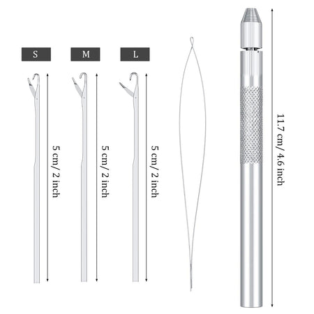 Alloy Hook Needle Wig Making Tool Kit with 3 Hooks &amp; 1 Loop