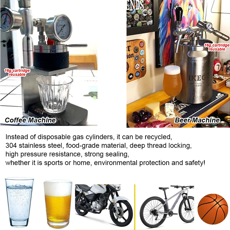 Refillable CO2 Cartridge 3/8-24UNF Threaded &ndash; Reusable