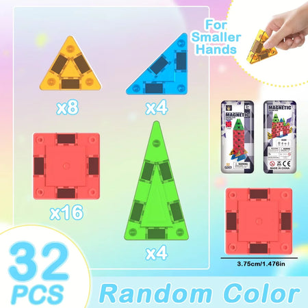 Mini Magnetic Tiles Travel Toys 3.75cm &ndash; Portable STEM ATS30699A32PCS