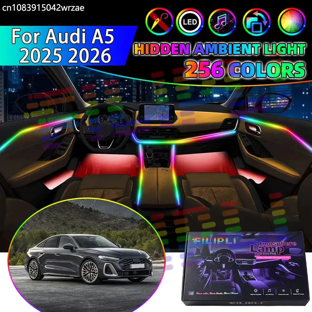 For Audi A5 2025 2026 B10 MK3 RGB Car Interior Ambient Lights Strips Breathing Lighting Kit App Control LED strips Auto Parts by InterCyprus Trading Ltd