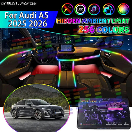 For Audi A5 2025 2026 B10 MK3 RGB Car Interior Ambient Lights Strips Breathing Lighting Kit App Control LED strips Auto Parts by InterCyprus Trading Ltd