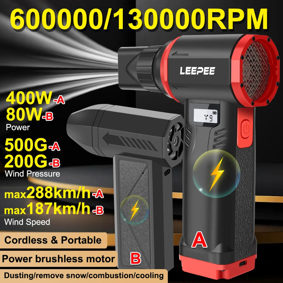 Cordless Turbo Blow Fan with High RPM 600000 and 130000 RPM Microfiber Cleaning