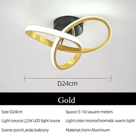 Trefoil Modern LED Ceiling Light &ndash; Dimmable Ambience Gold 24cm / changeable