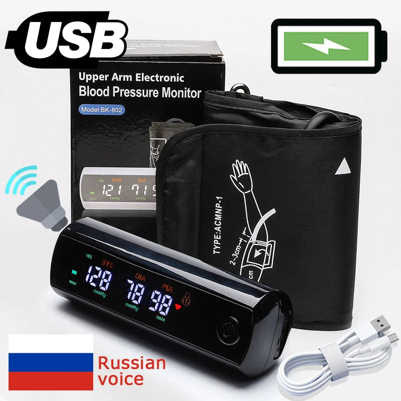 Genopladelig lithium-ion arm blodtryksmåler LCD