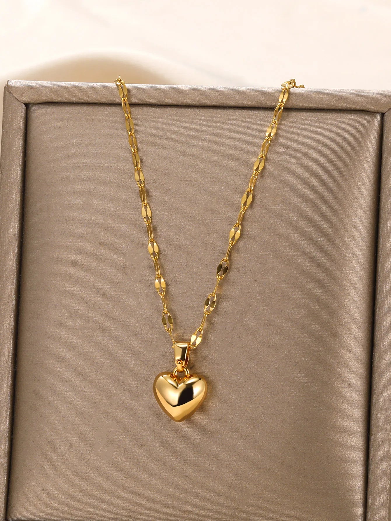 Trendy Stainless Steel Love Heart Pendant Necklace for Women