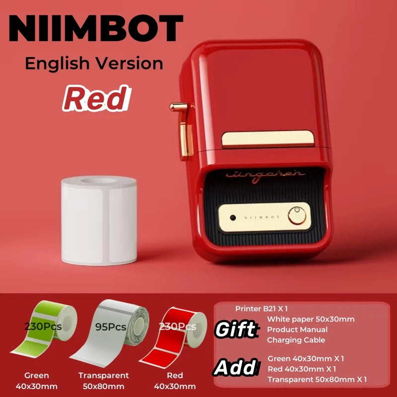NIIMBOT B21 Label Printer &ndash; Portable Thermal Label Printer Red Package 4