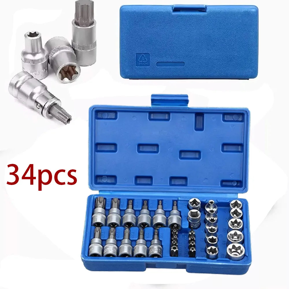 34pc Torx Bit Socket Set &ndash; Chrome Vanadium Heavy Duty