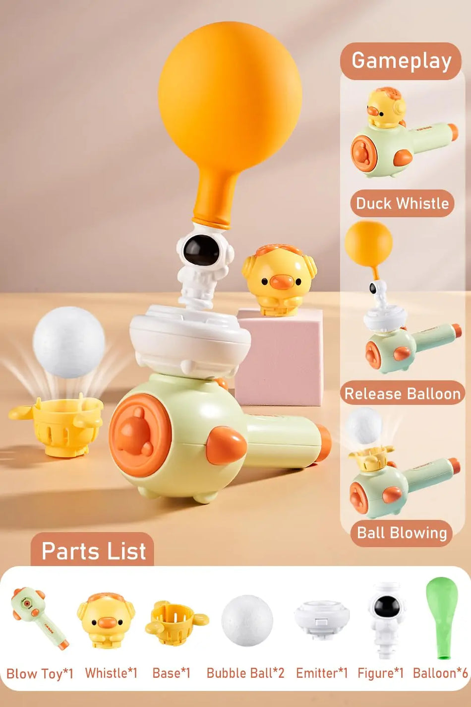 Montessori Sensory Toy for Kids &ndash; Whistle Ball Floating Blow Pipe, Fine Motor Skills Educational Gift for 3-12Y