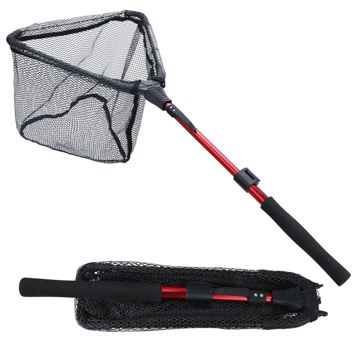 Sougayilang Folding Telescopic Fishing Landing Net - 65-112cm Red 2section 95cm