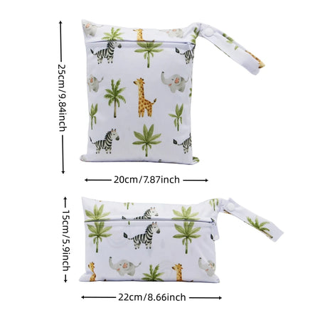 Cartoon Print Reusable Wet/Dry Nappy Bag Set