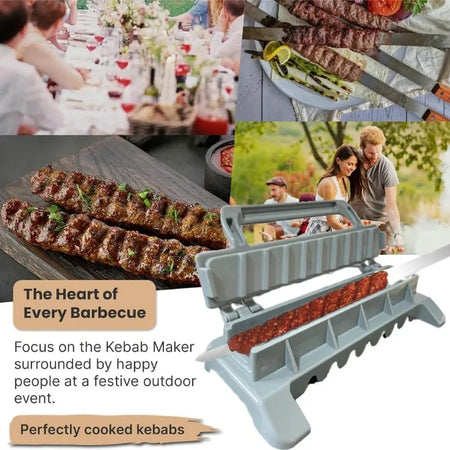 Manual Kebab Maker with Reusable 2.3cm Steel Skewers for Perfect Outdoor Grilling