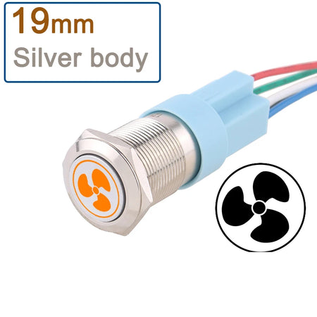 DIANQI Metal Push Button Switch &ndash; Durable Stainless Steel Construction 19mm-Yellow LED-S / 12-24V / Latching locking