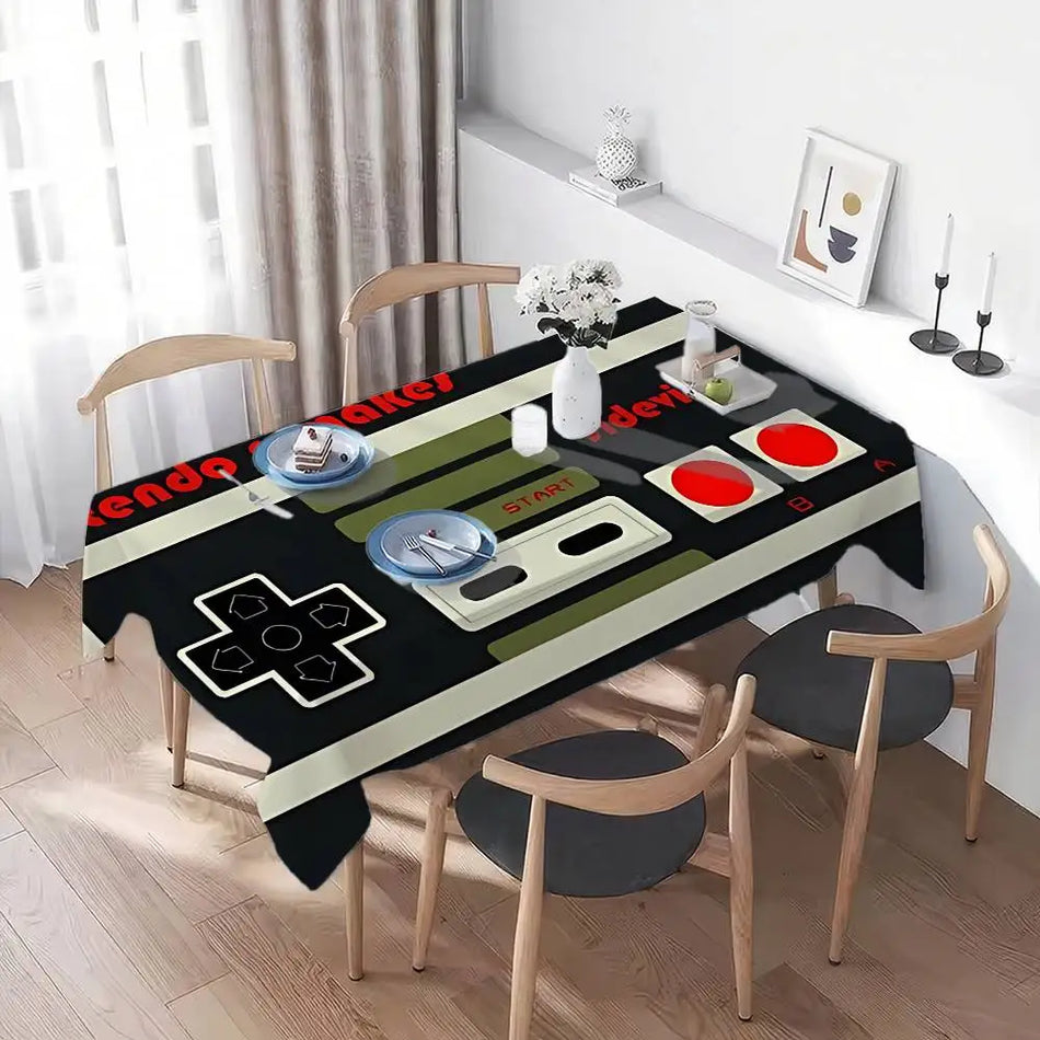 Mantel rectangular para niños con gamepad retro, impermeable y fácil de limpiar, para salas de juegos, meriendas y reuniones familiares