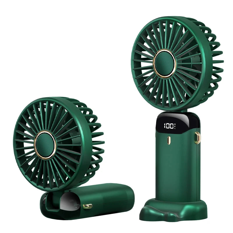 Zokman USB Handheld Mini Fan &ndash; 5 Speed Wind LED Display Green