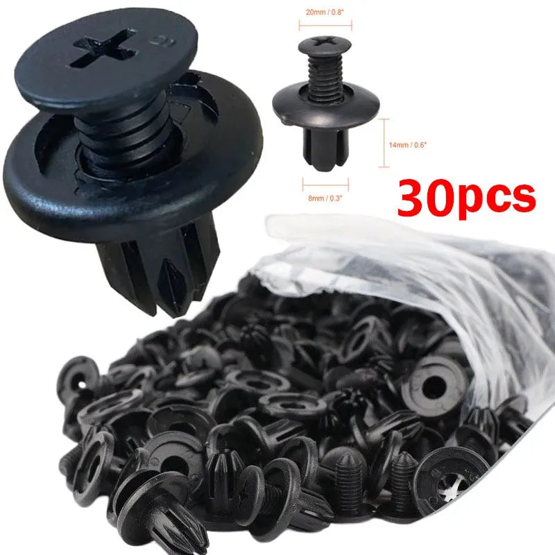 8mm Plastic Rivets Fasteners for Car Bumper &amp; Fender - Toyota, Kia, Nissan 30pcs