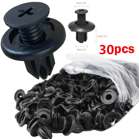 8mm Plastic Rivets Fasteners for Car Bumper &amp; Fender - Toyota, Kia, Nissan 30pcs