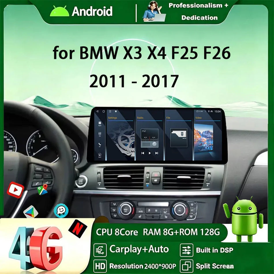Android 16 Car Radio Player for BMW X3 X4 F25 F26 2011-2017 CIC NBT GPS WiFi BT