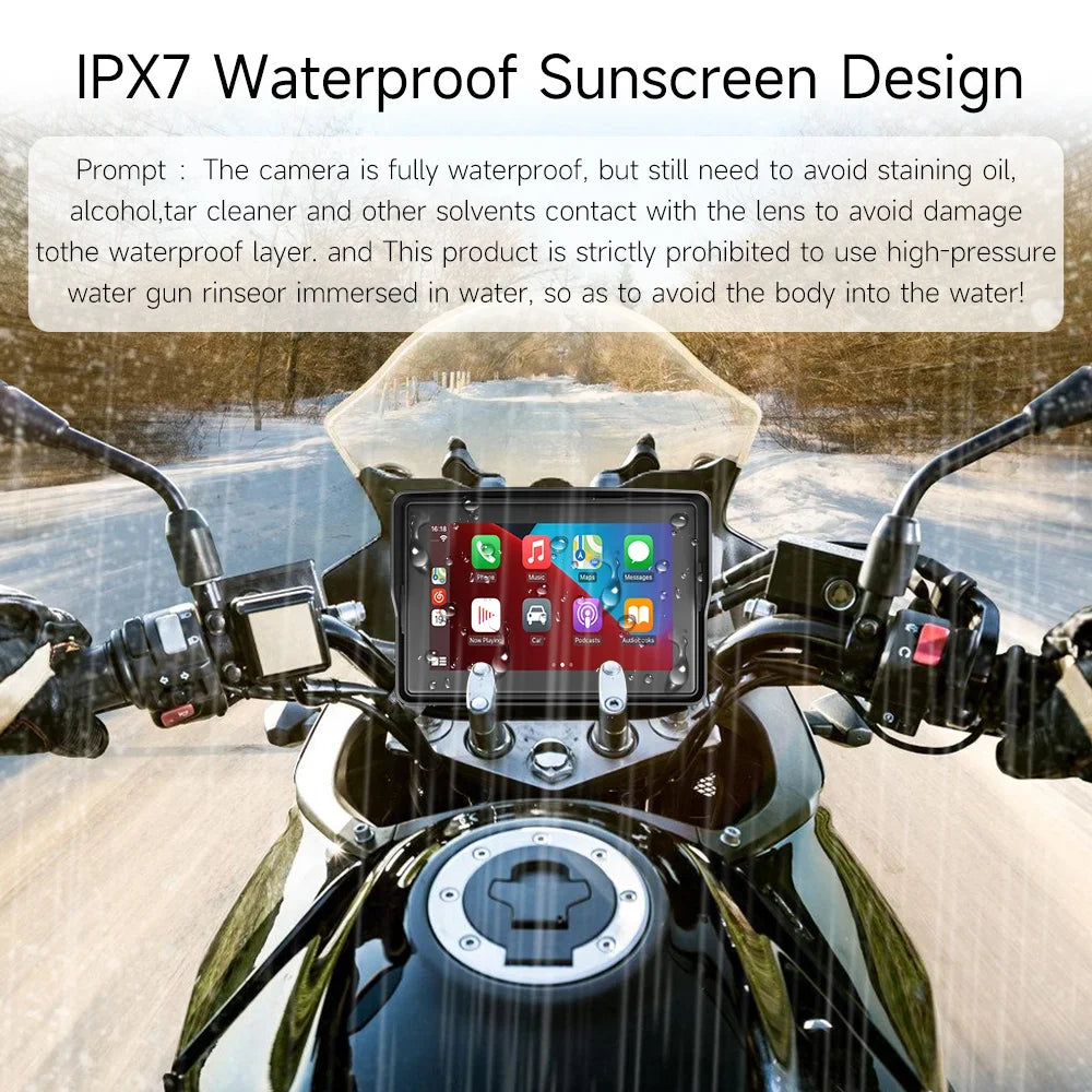 JIUYIN 5 Inch Motorcycle GPS &ndash; IPX8 Waterproof Navigation with Wireless Carplay and Android Auto