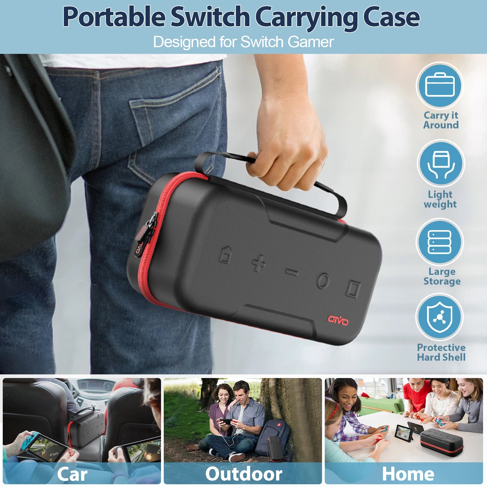Durable Waterproof Travel Case for Nintendo Switch OLED &ndash; OIVO Large Anti-Scratch Protective Storage Bag