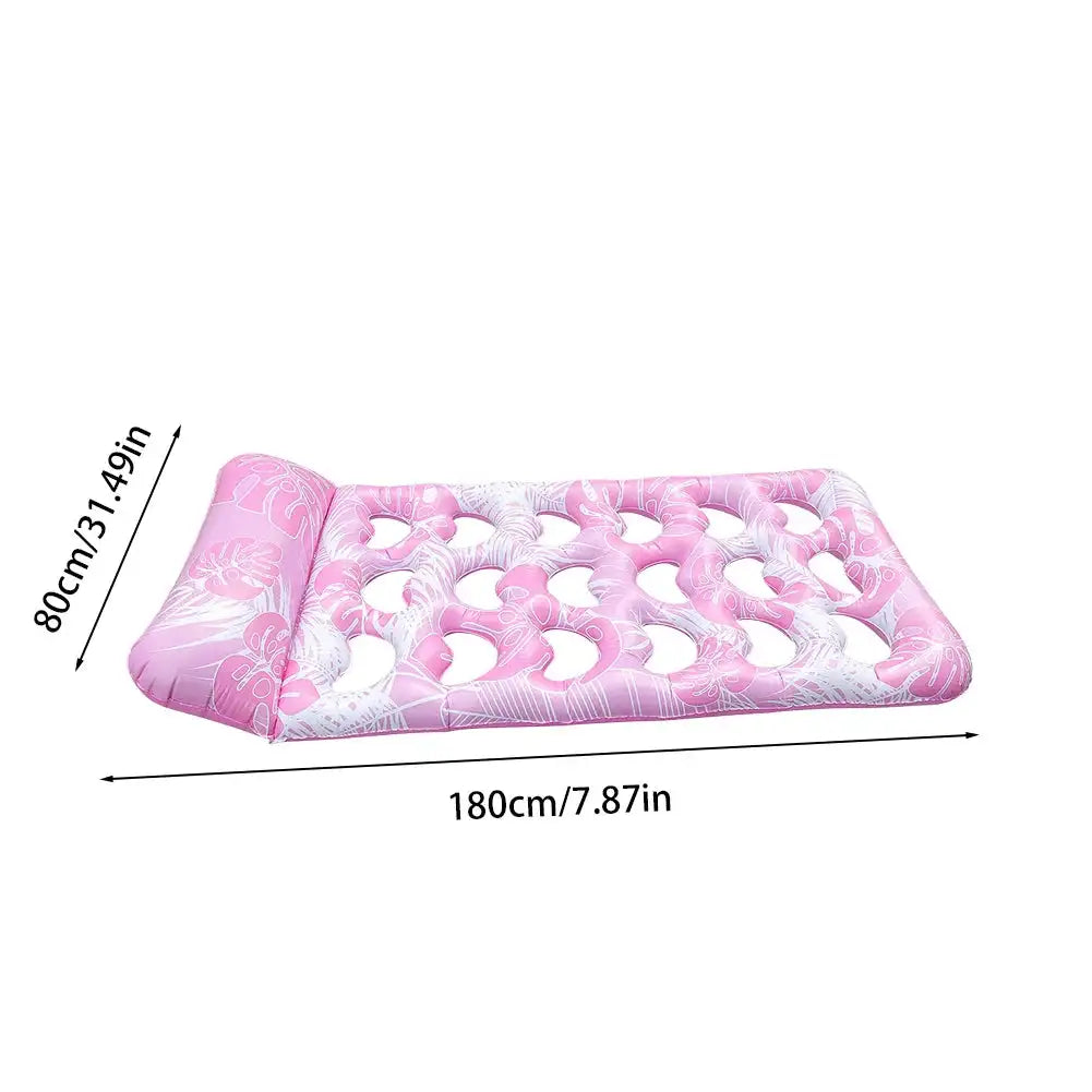 PVC Inflatable Water Air Mattress Pool Lounger With Headrest