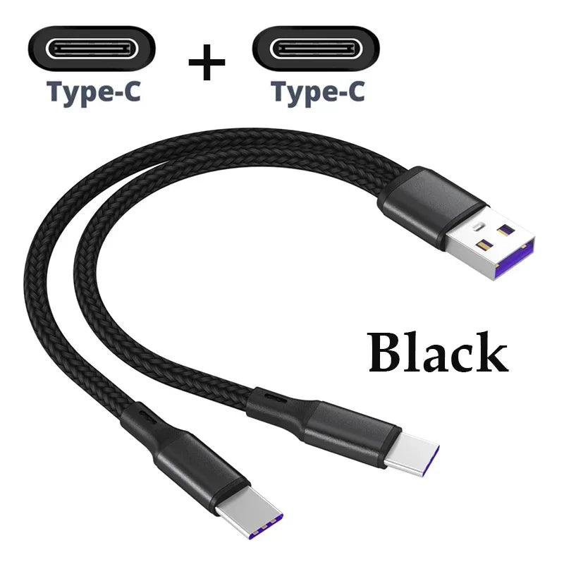 2 In 1 Type C Micro 1.2m Cable &ndash; Fast Charge 5A Y Splitter black 2type c / 1.2m