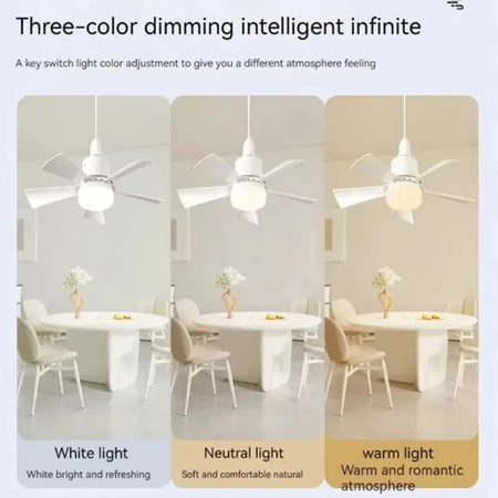 Ceiling Fan With LED Light With Remote Control - Dimmable