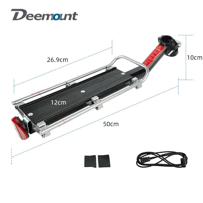 Deemount Bicycle Luggage Carrier &ndash; Adjustable Alloy Rack with 9kg Load Capacity