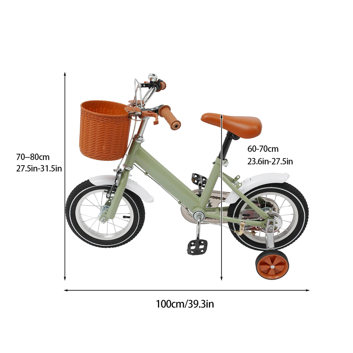 12 Inch Kids Bike With Training Wheels &ndash; Dual Brakes Green / GERMANY