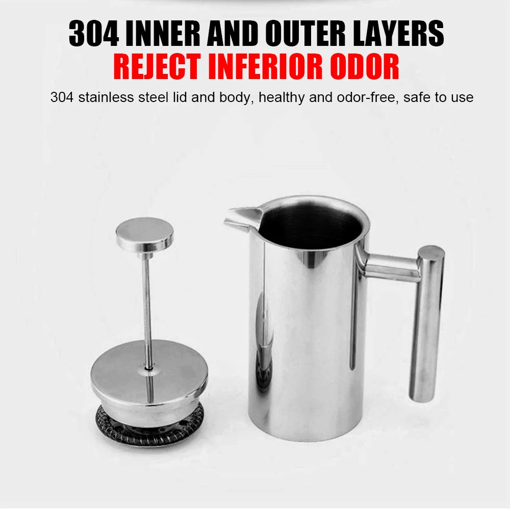 Premium Stainless Steel French Press Coffee Maker with Double Wall Insulation