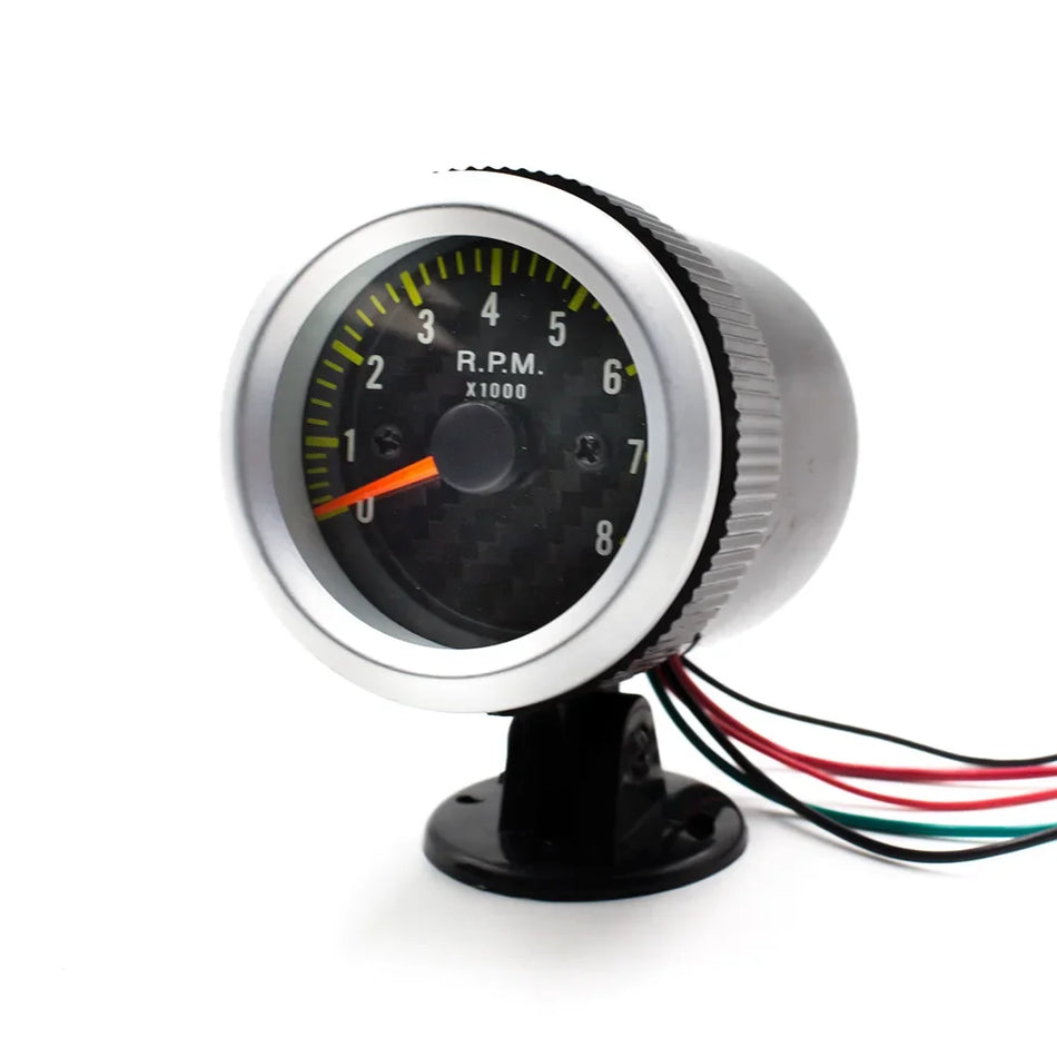 Tachimetro con Lente Fumè 0 a 8000 RPM, Strumento per Auto, per 4 a 8 Cilindri, 12V