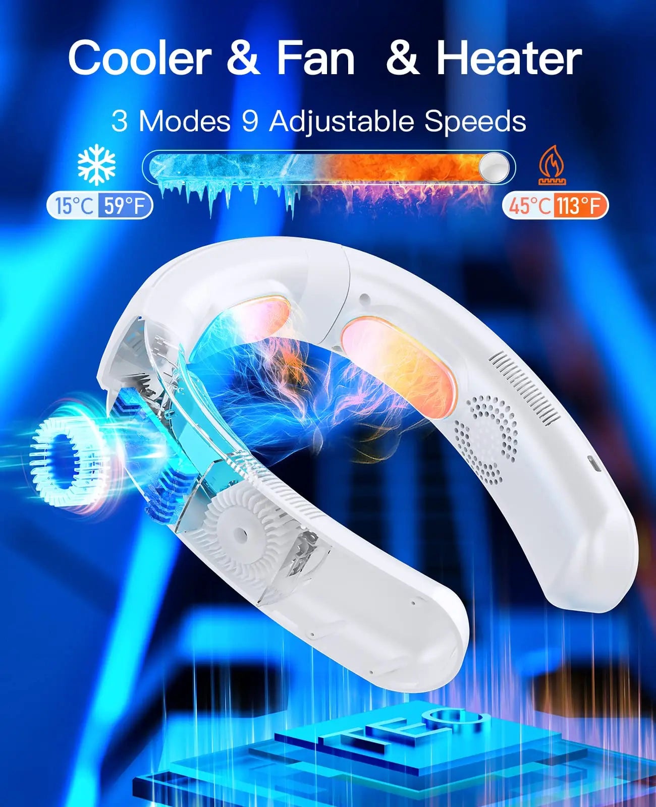 2025 Wearable USB Rechargeable Air Conditioner - Portable 3-Mode Neck Fan &amp; Cooler