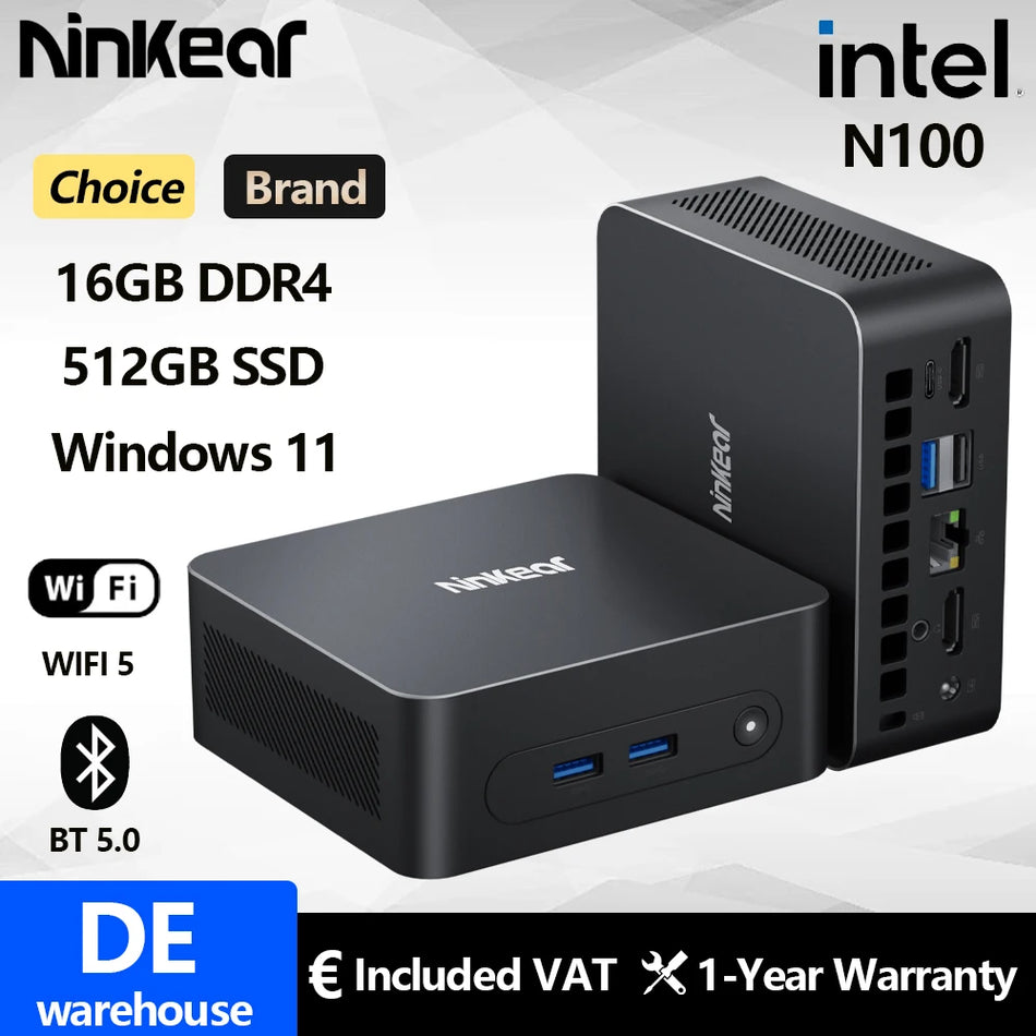 N10 Mini PC Intel N100 16GB 512GB Dual Screen Windows 11