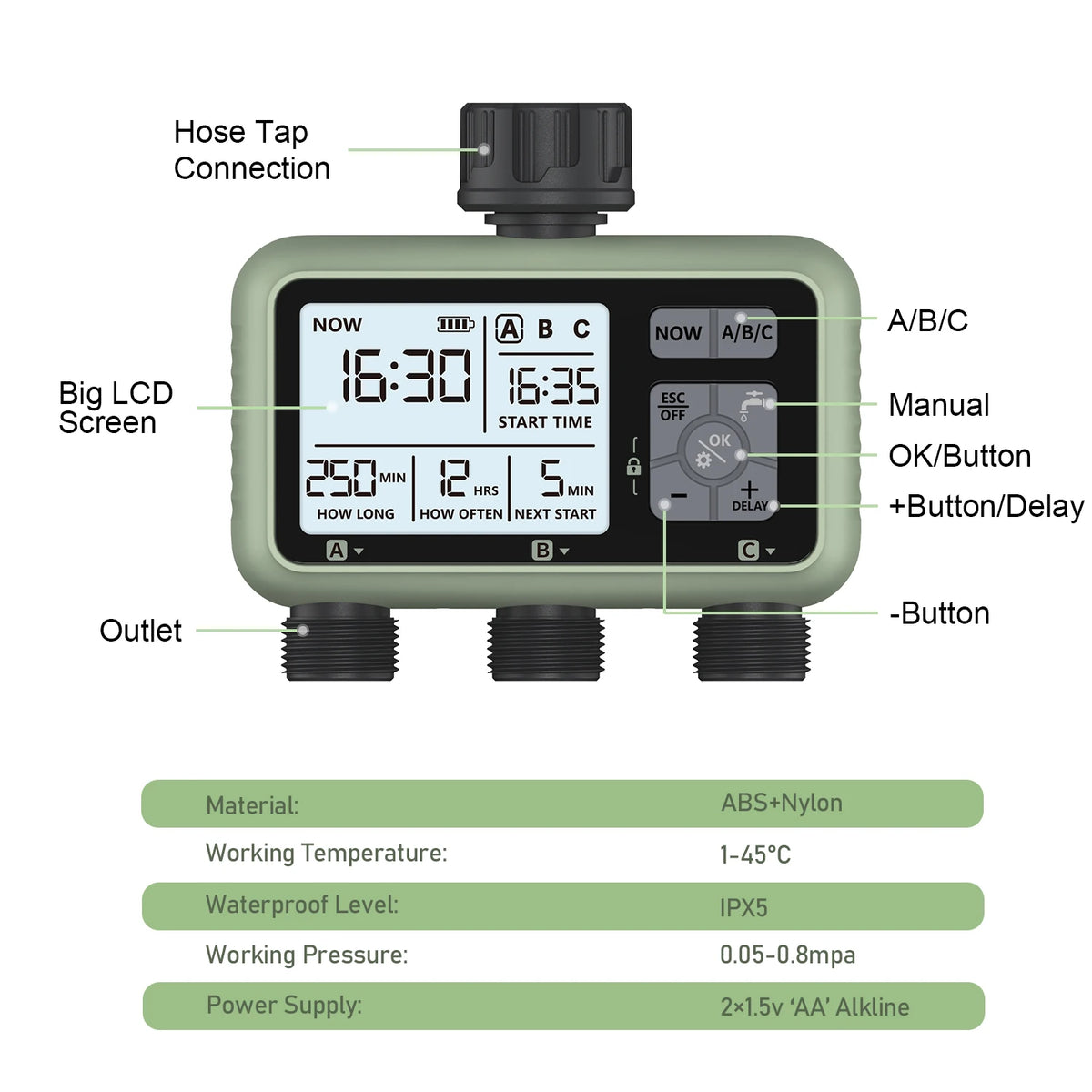 Eshico New Design 3-Zone Water Timer &ndash; Smart Drip Irrigation