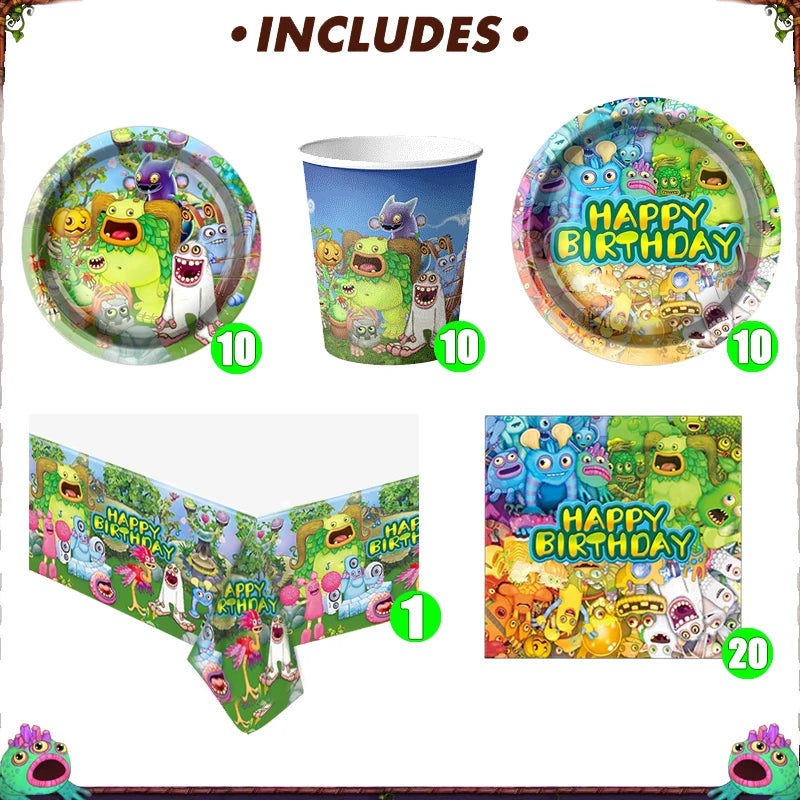 My Singing Monsters Birthday Party Decorations &amp; Tableware