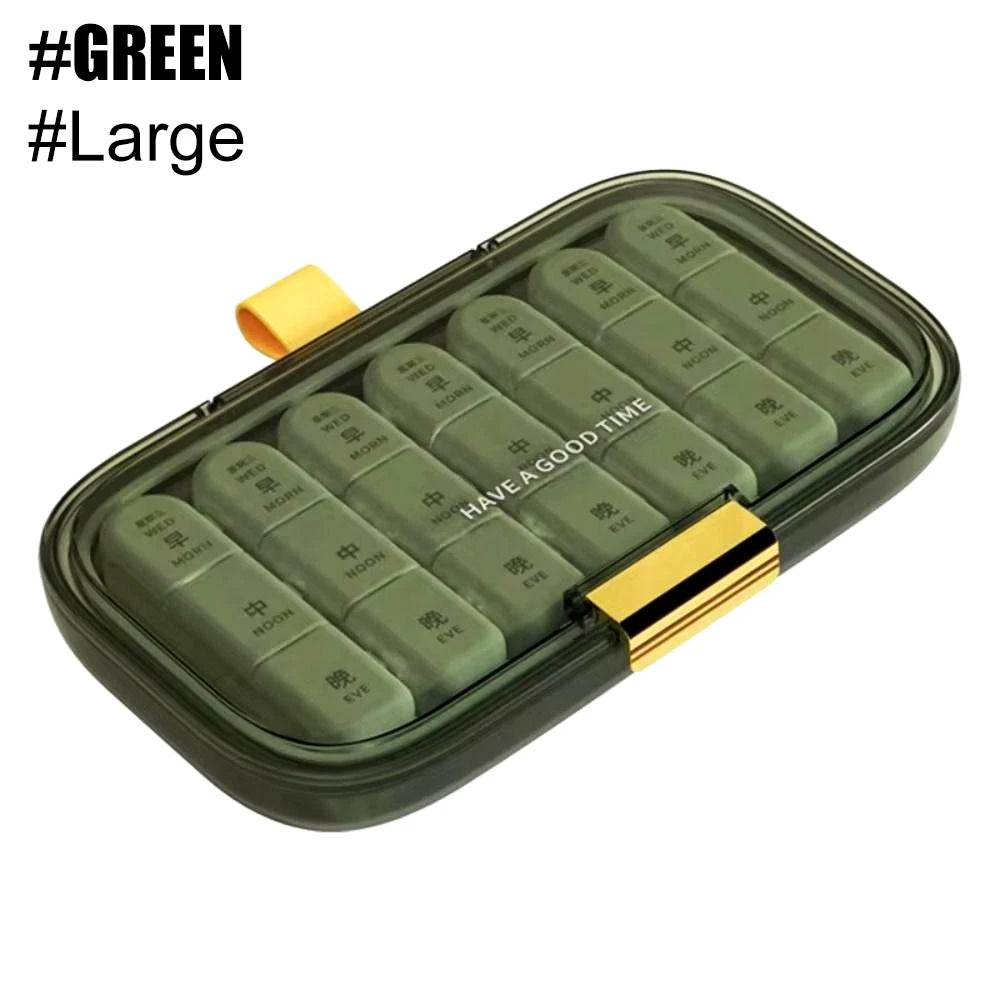 YQQGD Pill Organizer &ndash; Large Capacity for Daily Medication Management Green-Big